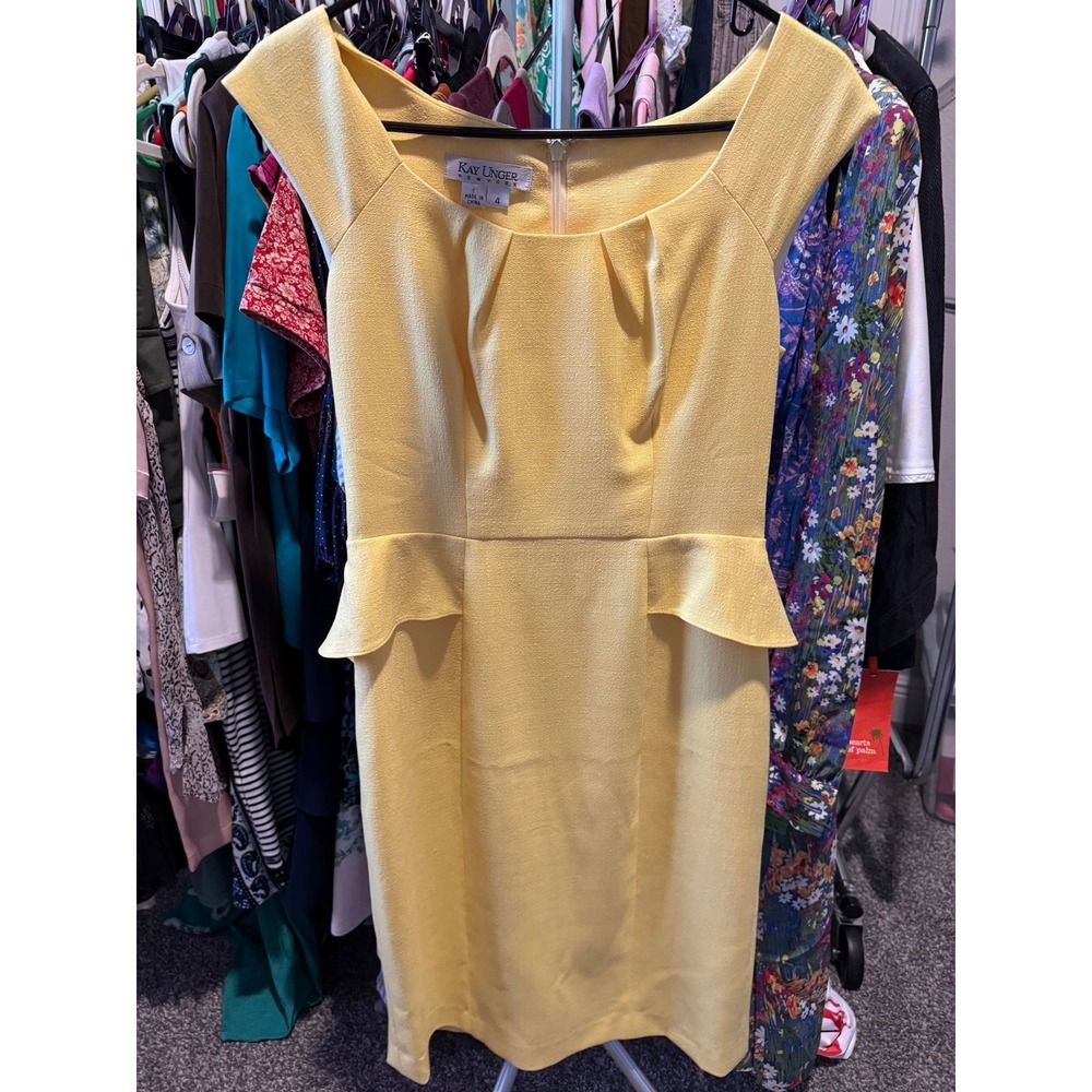 062 Kay Unger yellow dress - 4